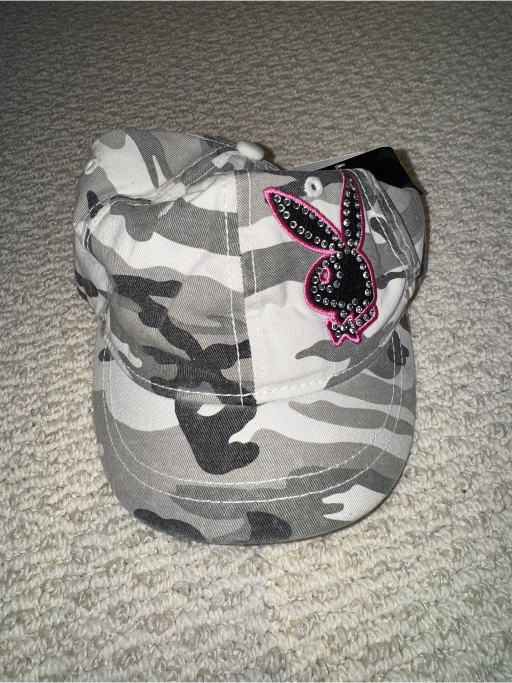 Playboy Camo Baseball Cap with Studded Bunny Patch